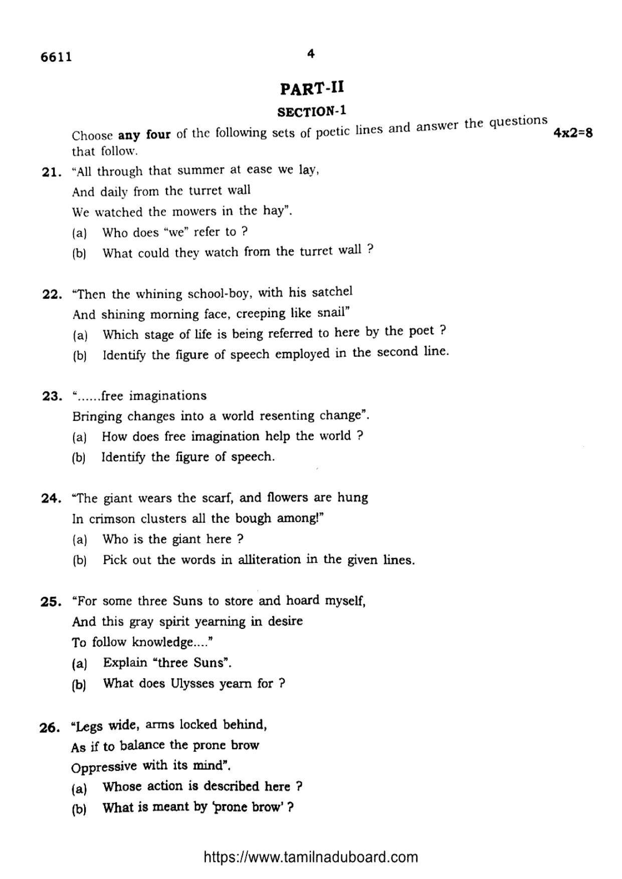 TN Class 12 English Language 6611 Question Papers 2023 - Page 4