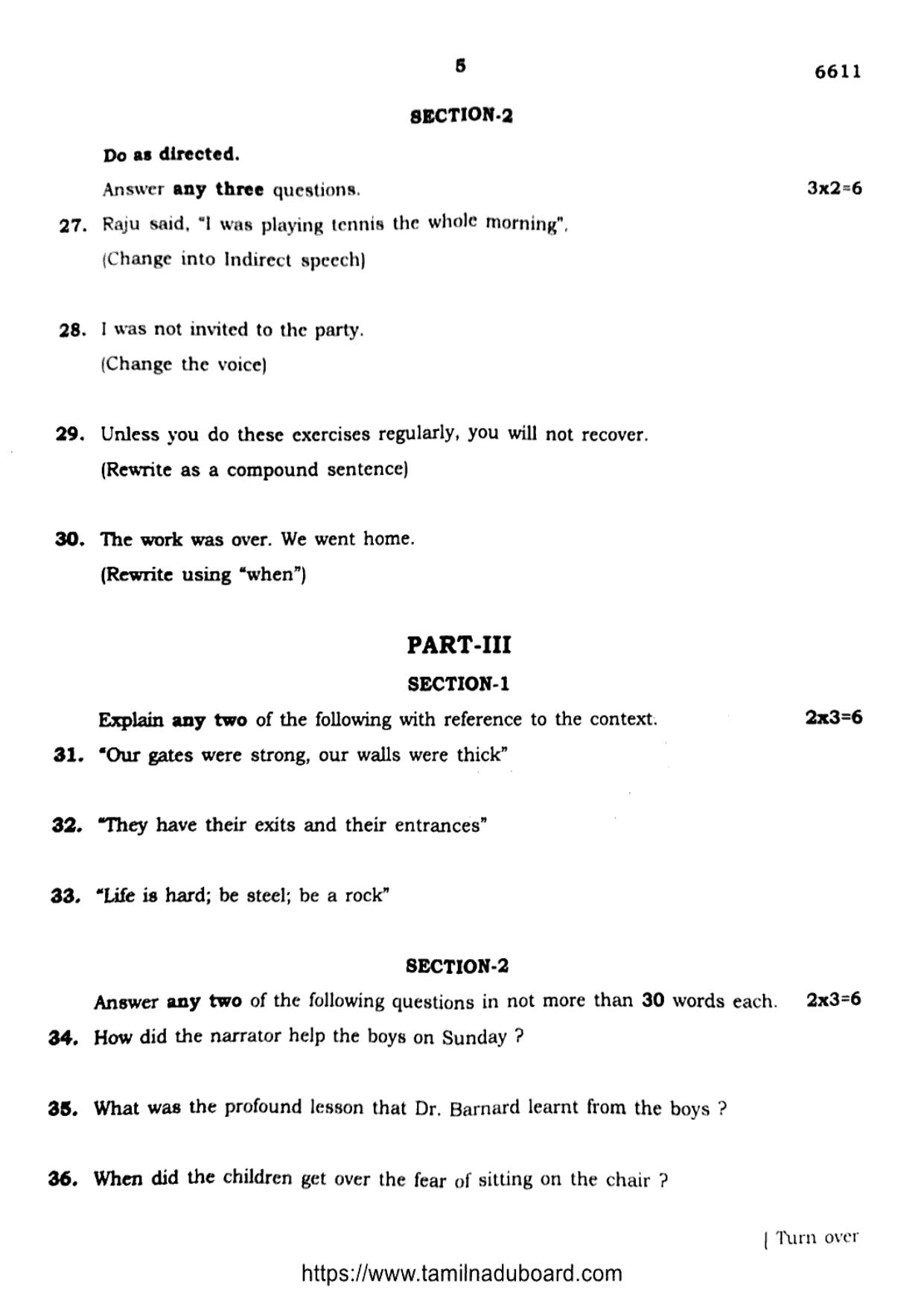 TN Class 12 English Language 6611 Question Papers 2023 - Page 5