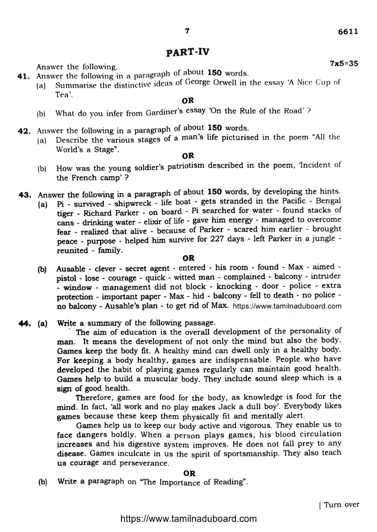 TN Class 12 English Language 6611 Question Papers 2023 - Page 7