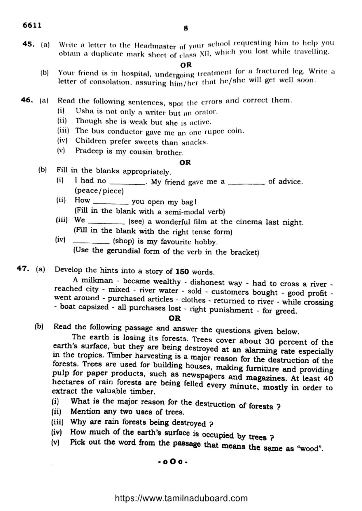 TN Class 12 English Language 6611 Question Papers 2023 - Page 8