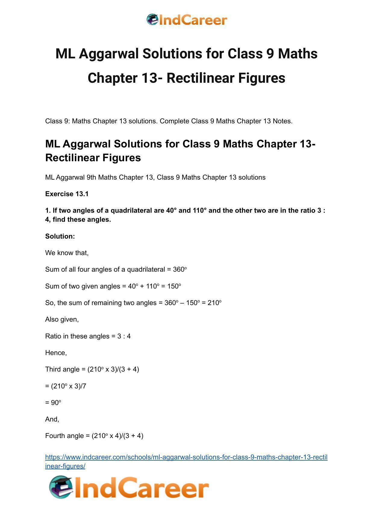ML Aggarwal Solutions for Class 9 Maths Chapter 13- Rectilinear Figures - Page 2