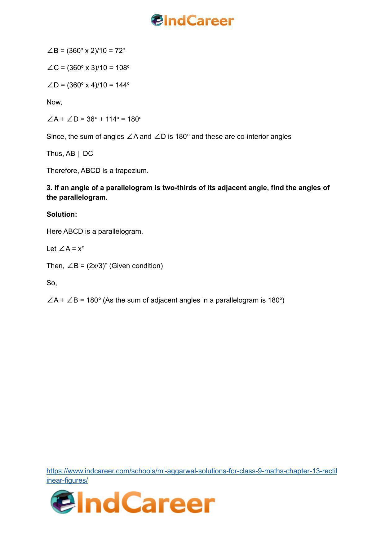 ML Aggarwal Solutions for Class 9 Maths Chapter 13- Rectilinear Figures - Page 4