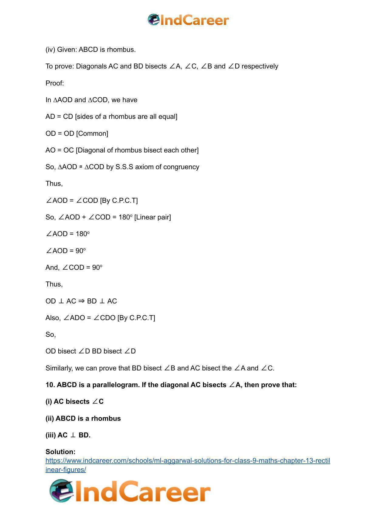 ML Aggarwal Solutions for Class 9 Maths Chapter 13- Rectilinear Figures - Page 20