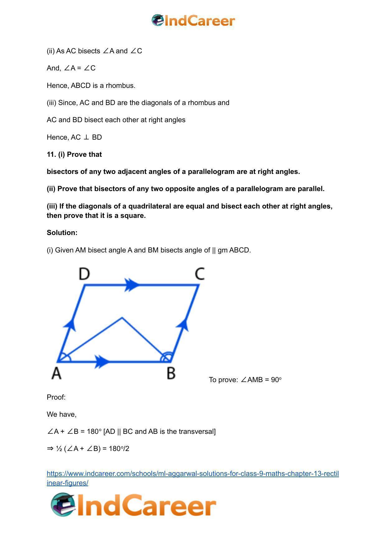 ML Aggarwal Solutions for Class 9 Maths Chapter 13- Rectilinear Figures - Page 22