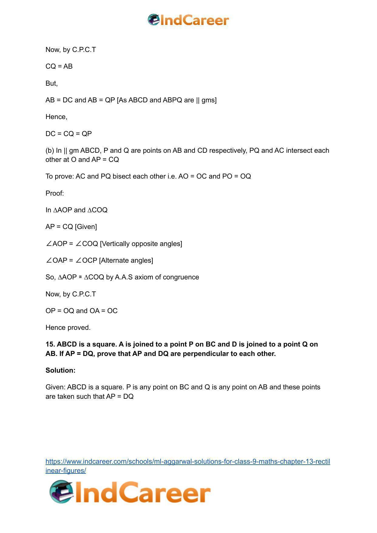 ML Aggarwal Solutions for Class 9 Maths Chapter 13- Rectilinear Figures - Page 31