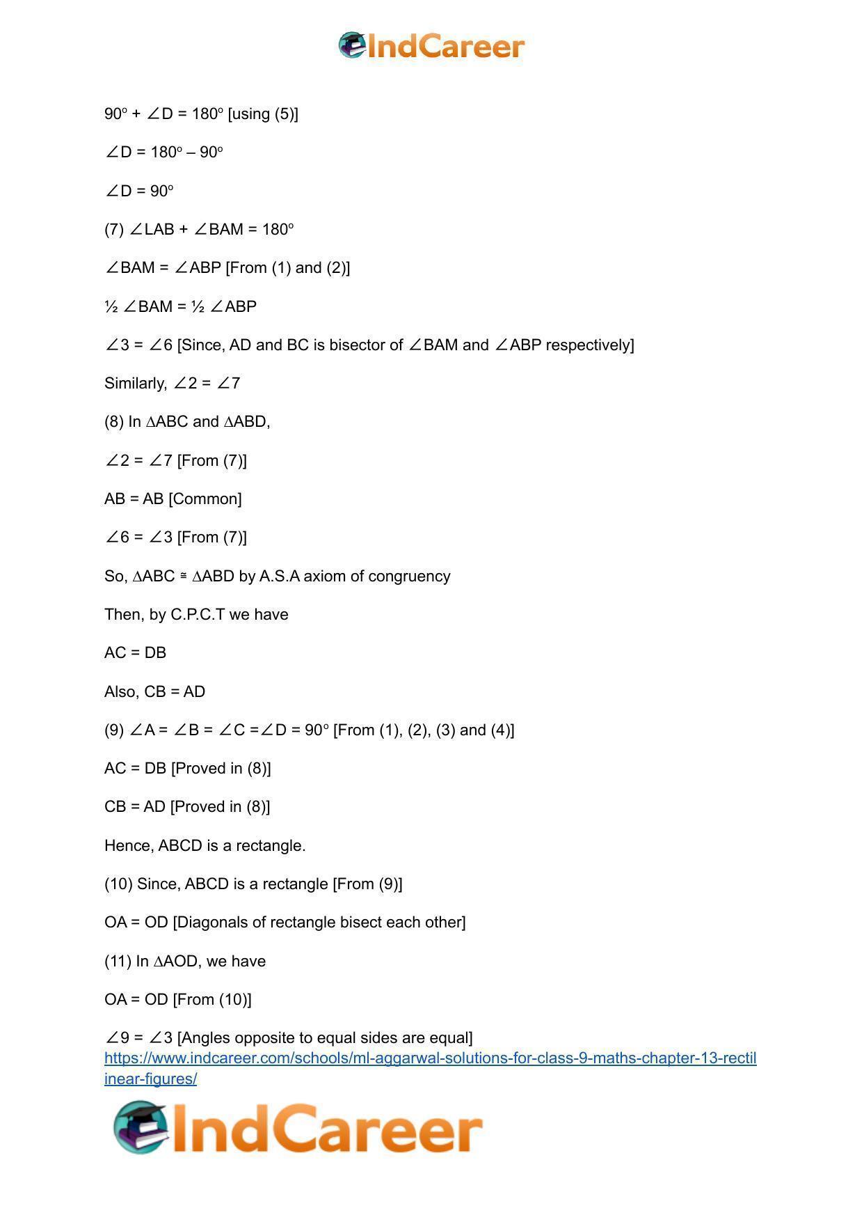 ML Aggarwal Solutions for Class 9 Maths Chapter 13- Rectilinear Figures - Page 37