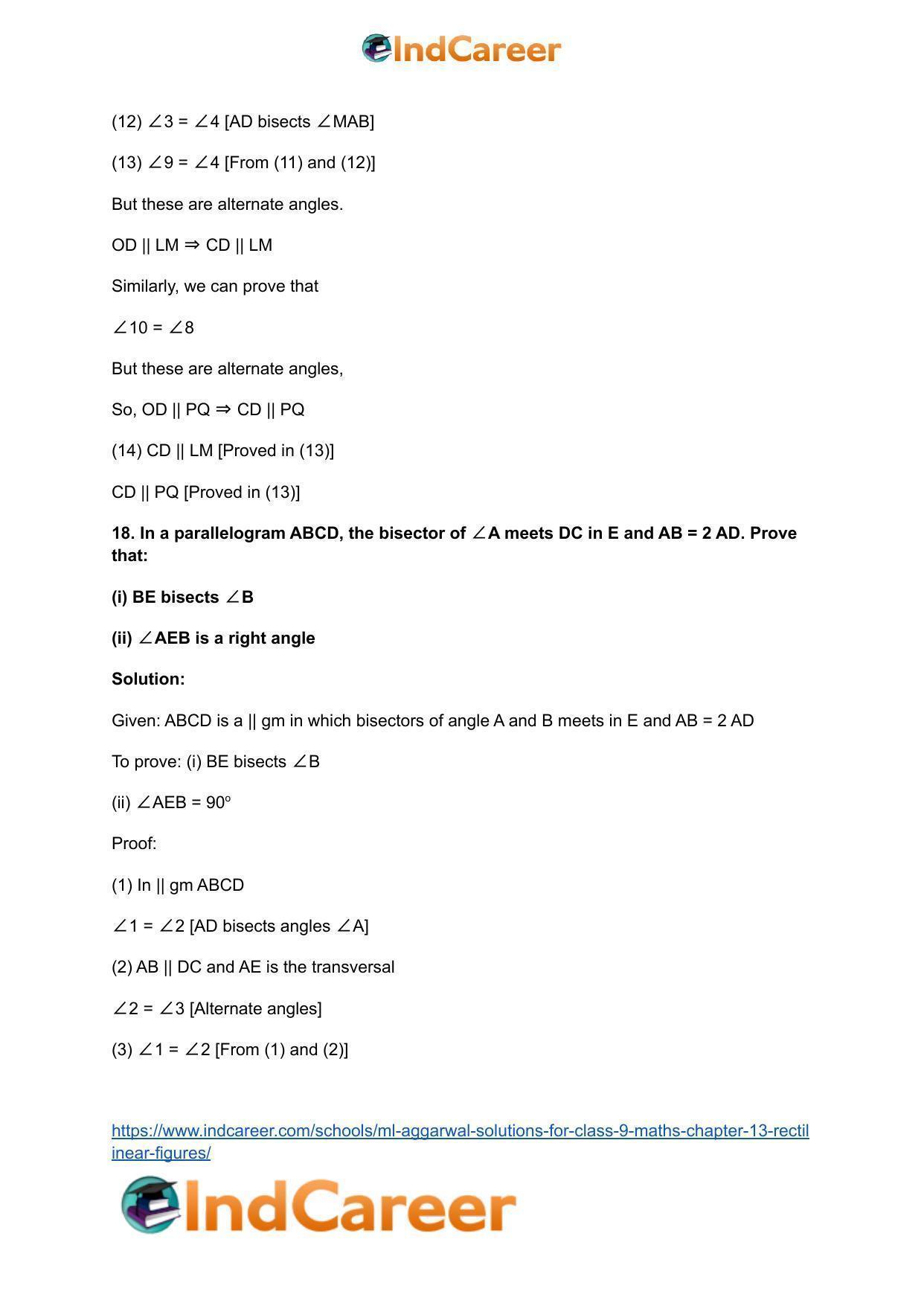 ML Aggarwal Solutions for Class 9 Maths Chapter 13- Rectilinear Figures - Page 38