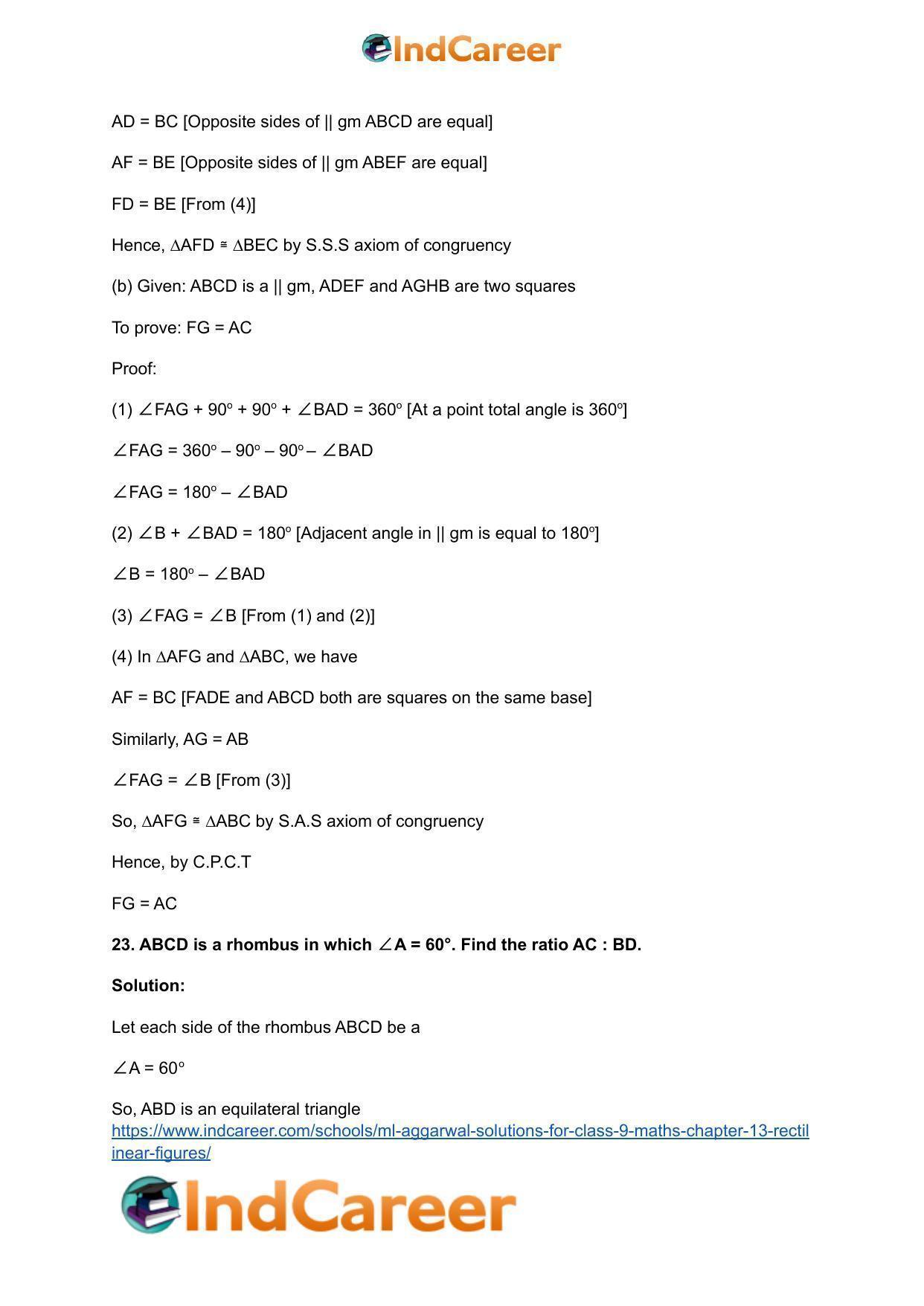 ML Aggarwal Solutions for Class 9 Maths Chapter 13- Rectilinear Figures - Page 46