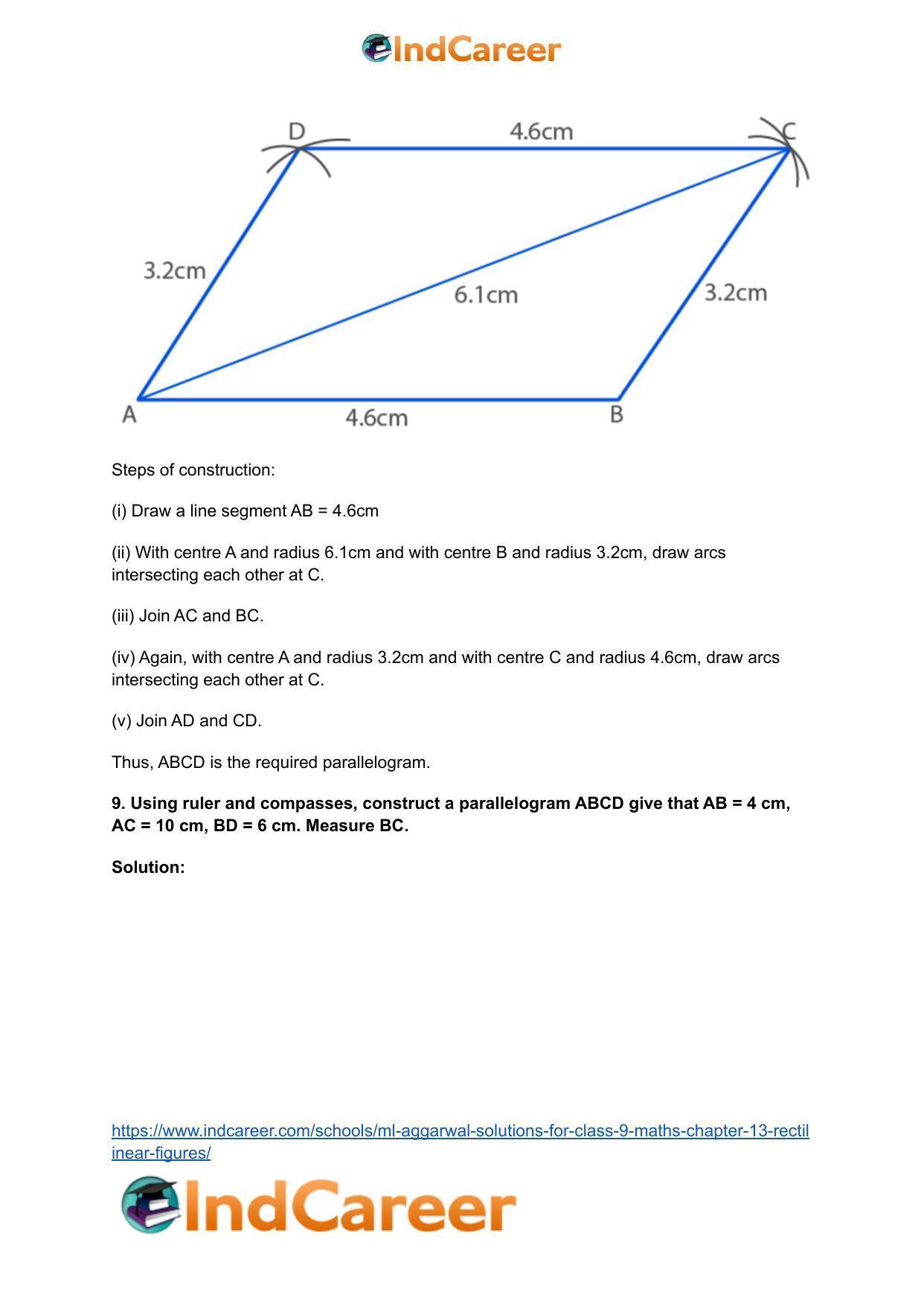 ML Aggarwal Solutions for Class 9 Maths Chapter 13- Rectilinear Figures - Page 55