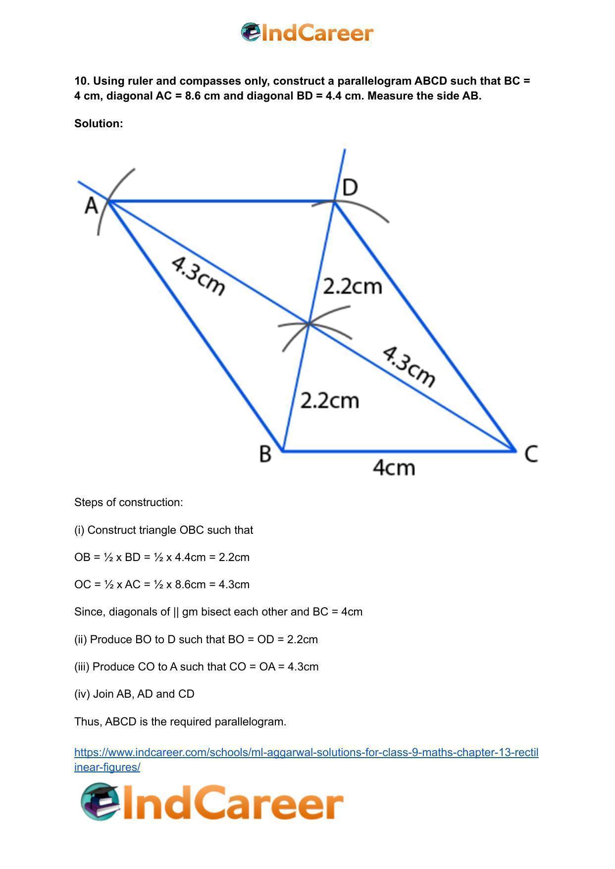 ML Aggarwal Solutions for Class 9 Maths Chapter 13- Rectilinear Figures - Page 57