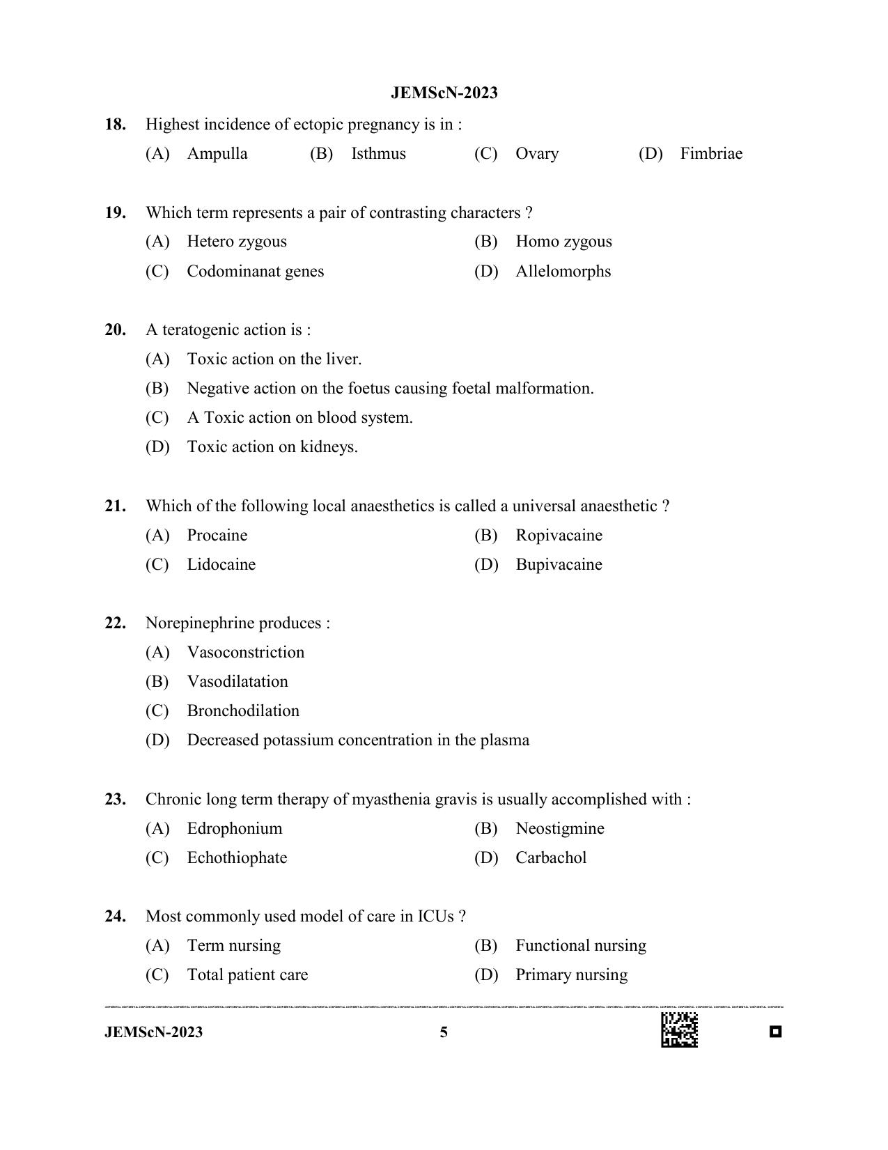 WB JEMScN 2023 Question Paper - Page 5