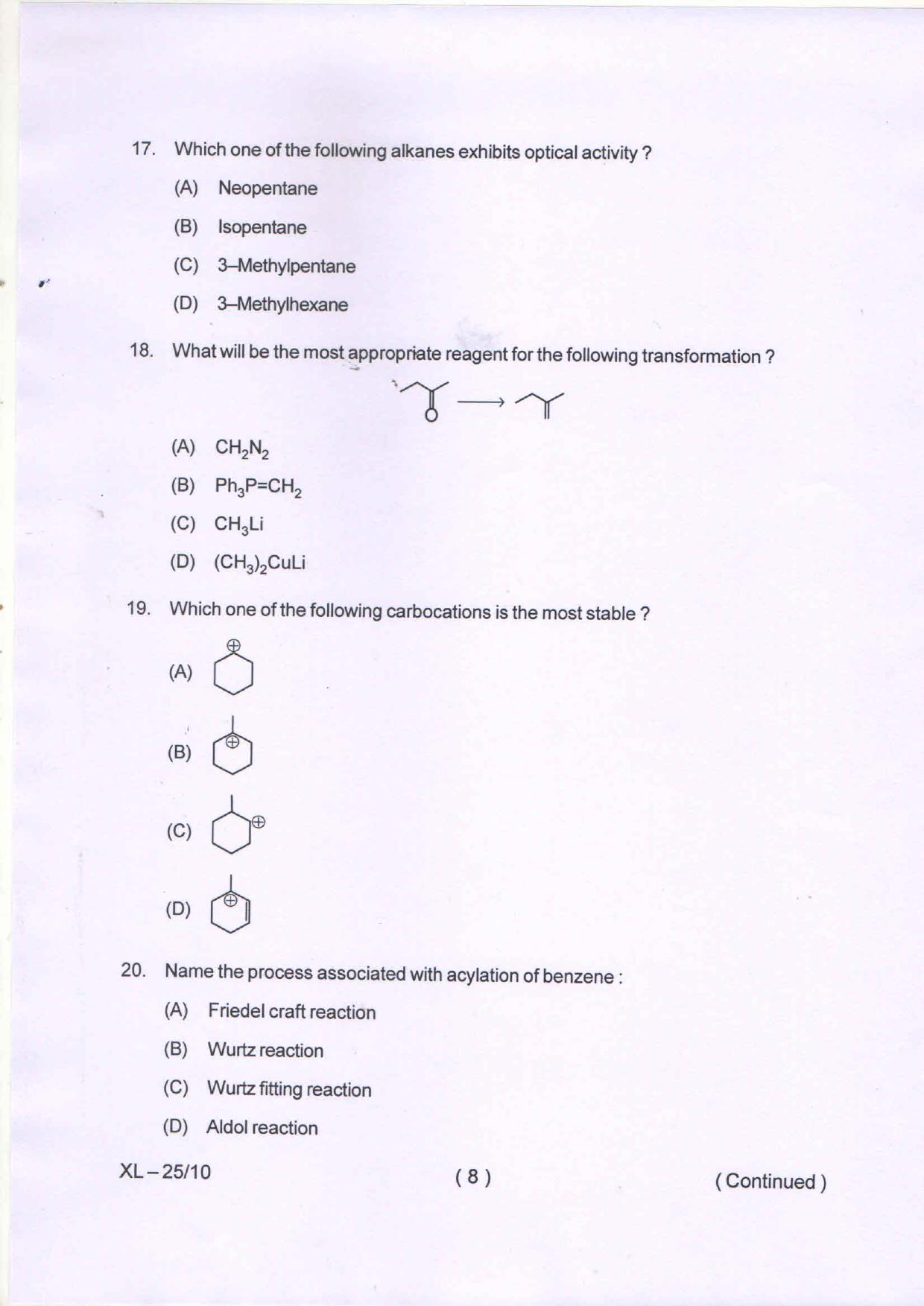 Odisha CPET CHEMISTRY 2020 Question Paper - Page 9