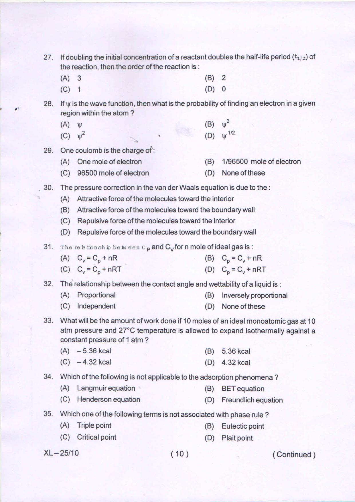 Odisha CPET CHEMISTRY 2020 Question Paper - Page 11