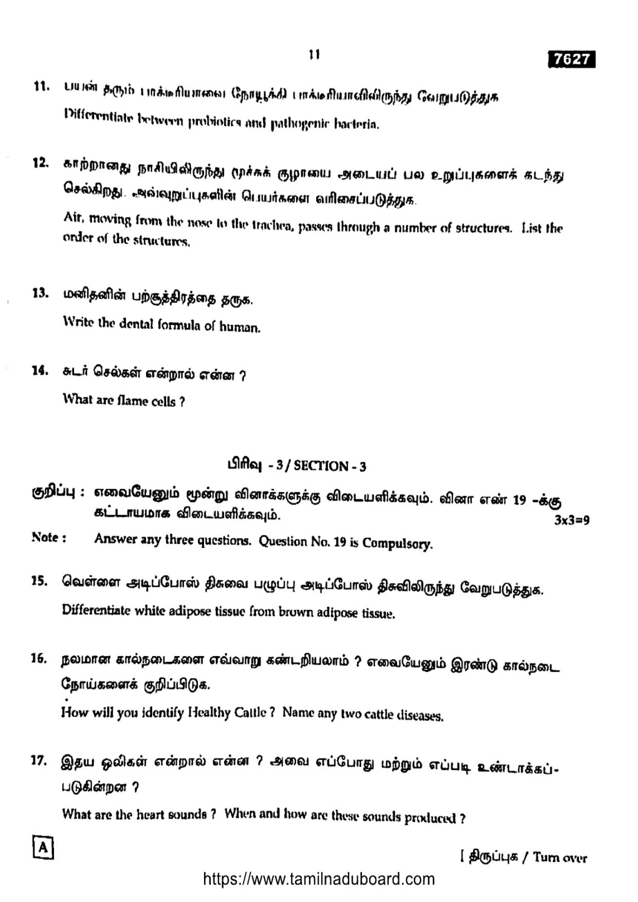 TN Class 11 Biology 7627 Set A Question Papers 2024 - Page 11