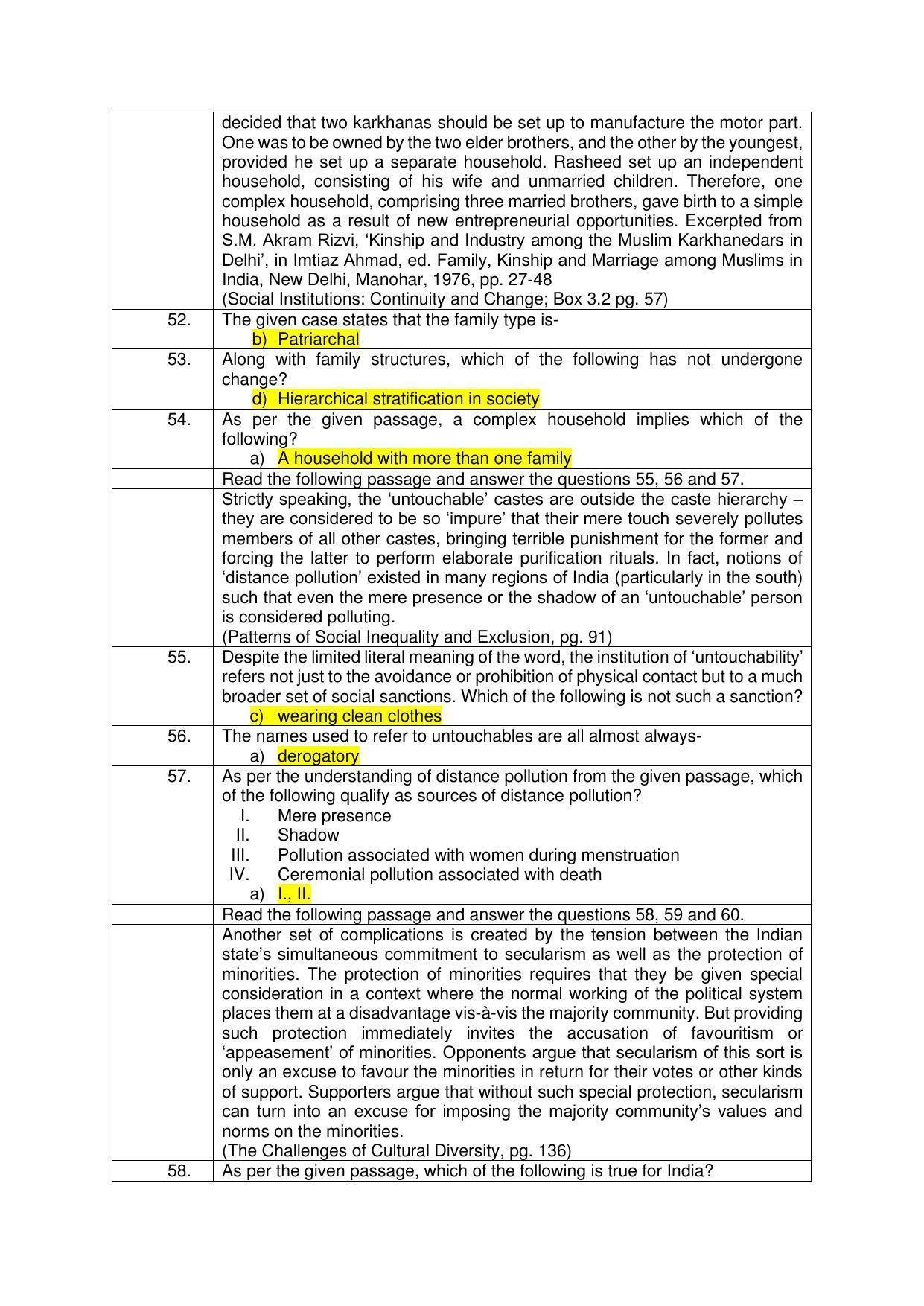 CBSE Class 12th Sociology Sample Question Paper Answer Key 2021-22 - Page 5