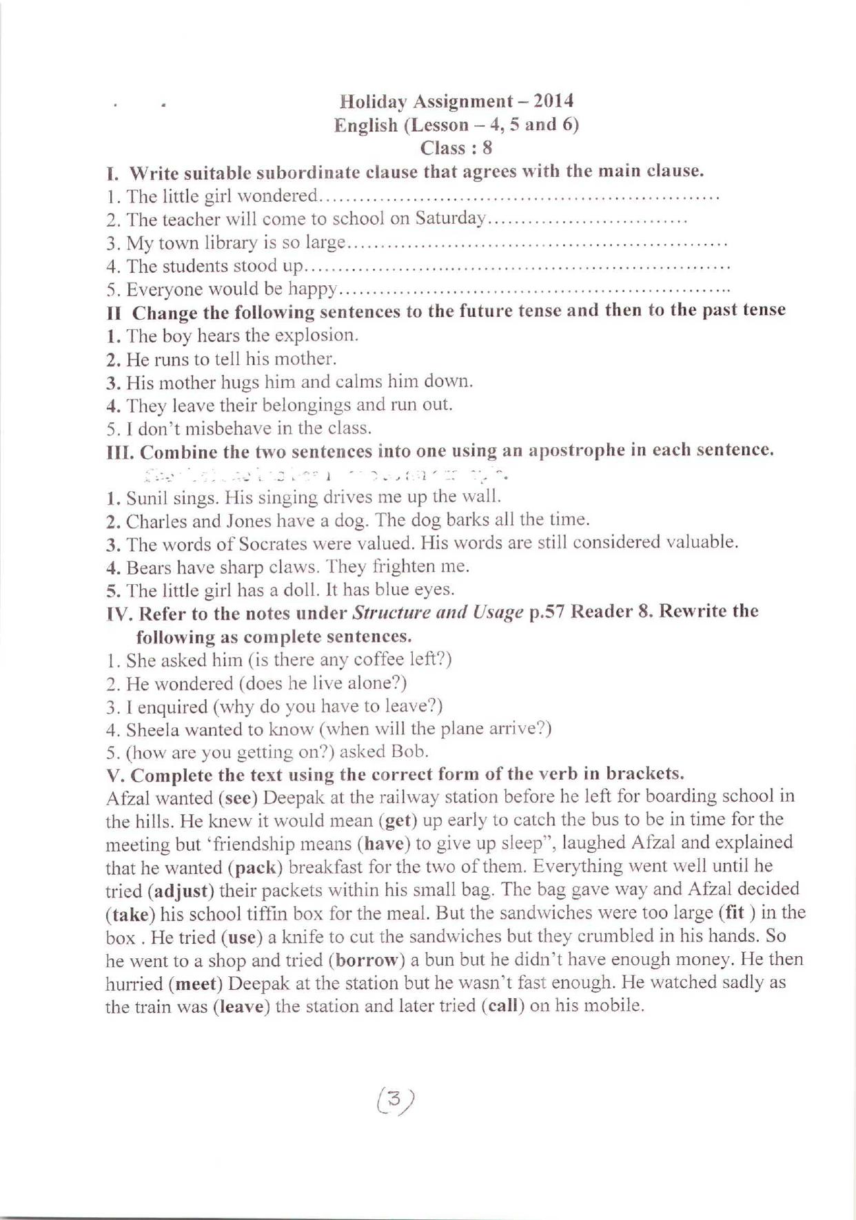 CBSE Worksheets for Class 8 English SA1 Assignment 2 - Page 3
