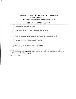 CBSE Worksheets for Class 9 Arabic Assignment 7