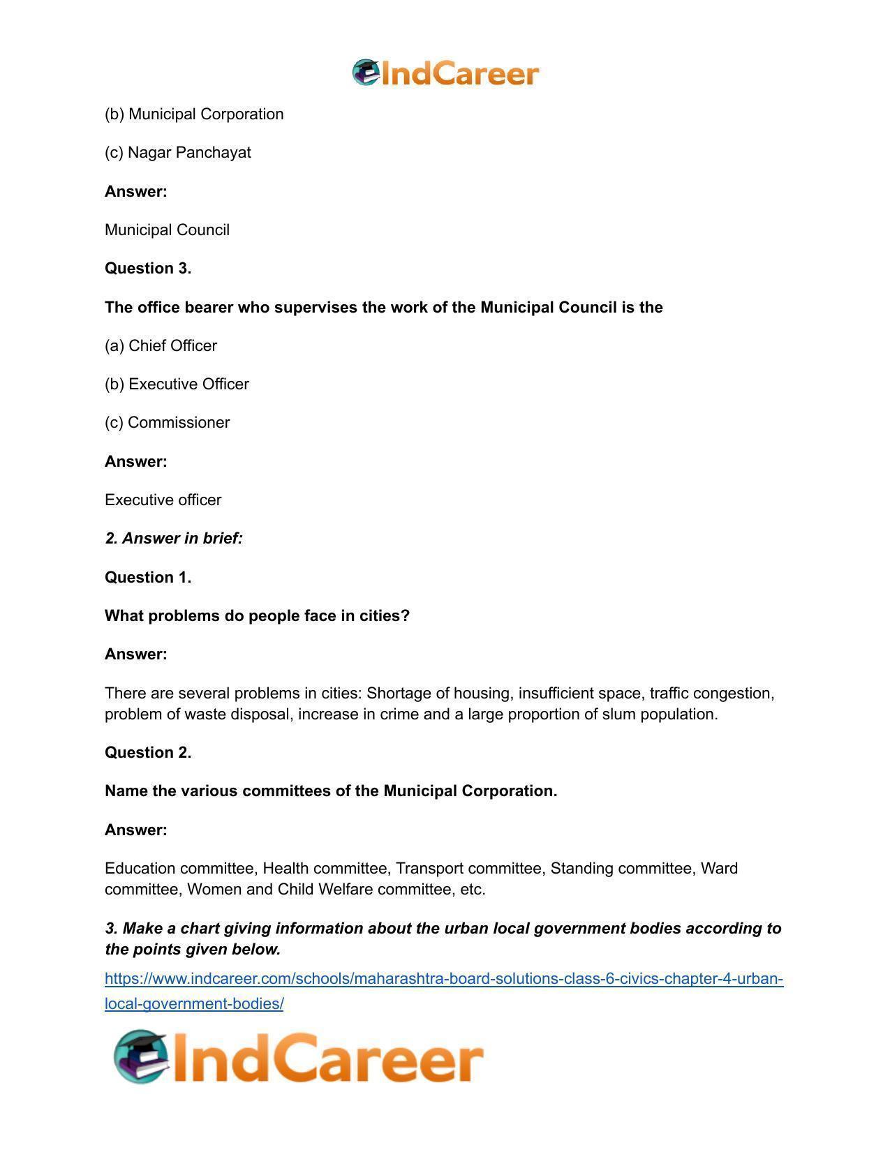 Maharashtra Board Solutions Class 6-Civics: Chapter 4- Urban Local Government Bodies - Page 3