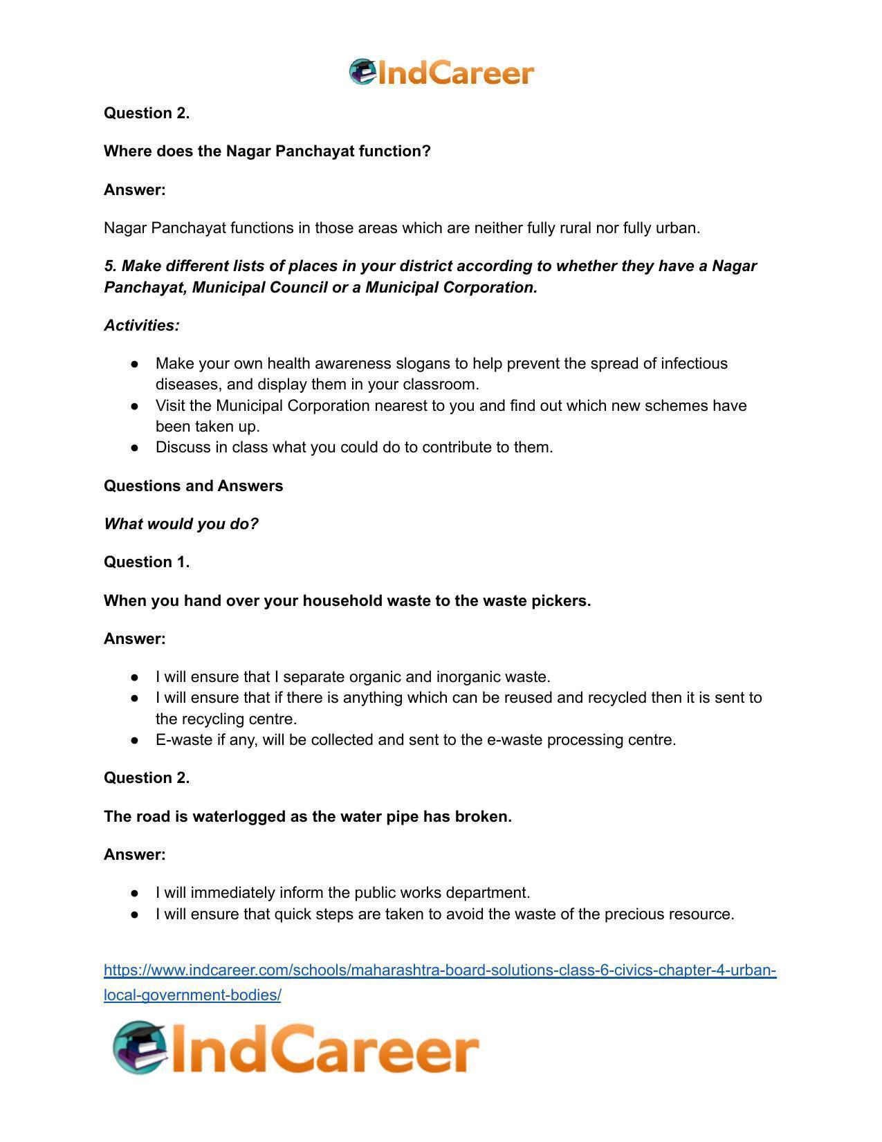 Maharashtra Board Solutions Class 6-Civics: Chapter 4- Urban Local Government Bodies - Page 5