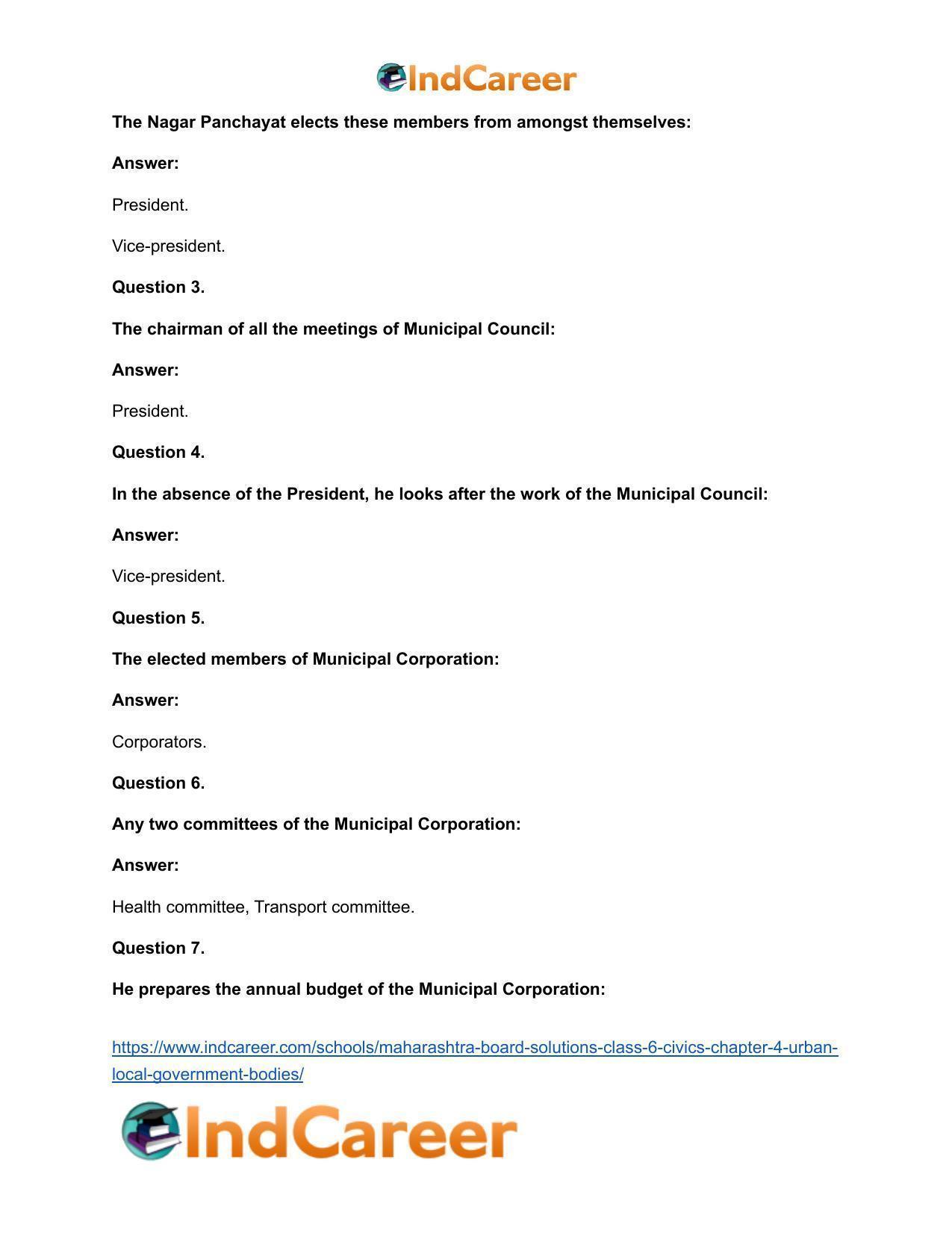 Maharashtra Board Solutions Class 6-Civics: Chapter 4- Urban Local Government Bodies - Page 10