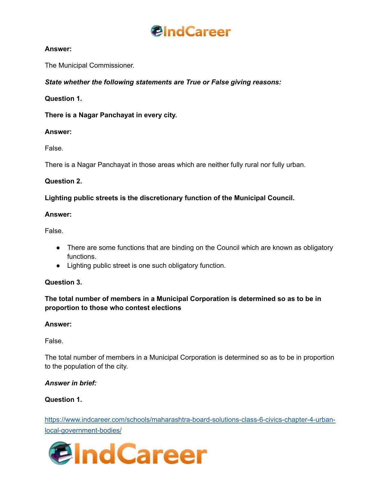 Maharashtra Board Solutions Class 6-Civics: Chapter 4- Urban Local Government Bodies - Page 11