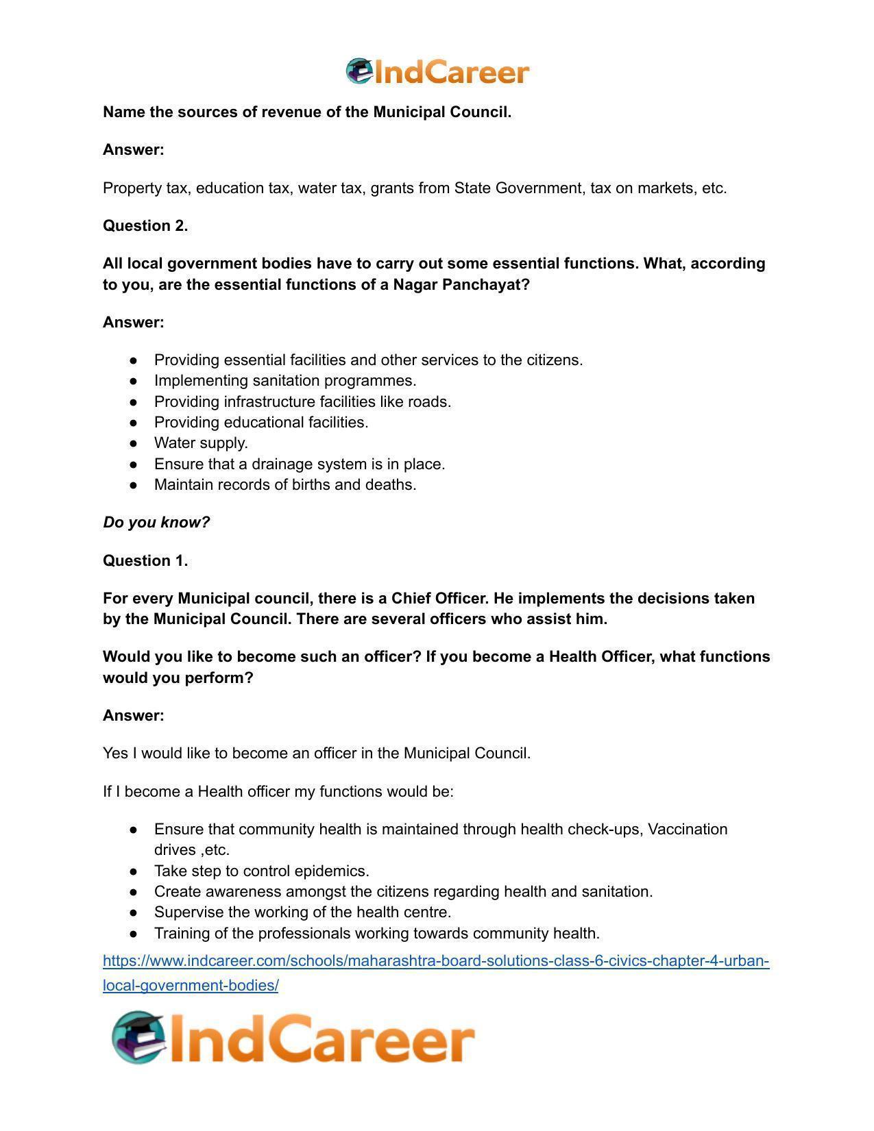 Maharashtra Board Solutions Class 6-Civics: Chapter 4- Urban Local Government Bodies - Page 12