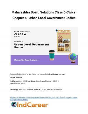 Maharashtra Board Solutions Class 6-Civics: Chapter 4- Urban Local Government Bodies