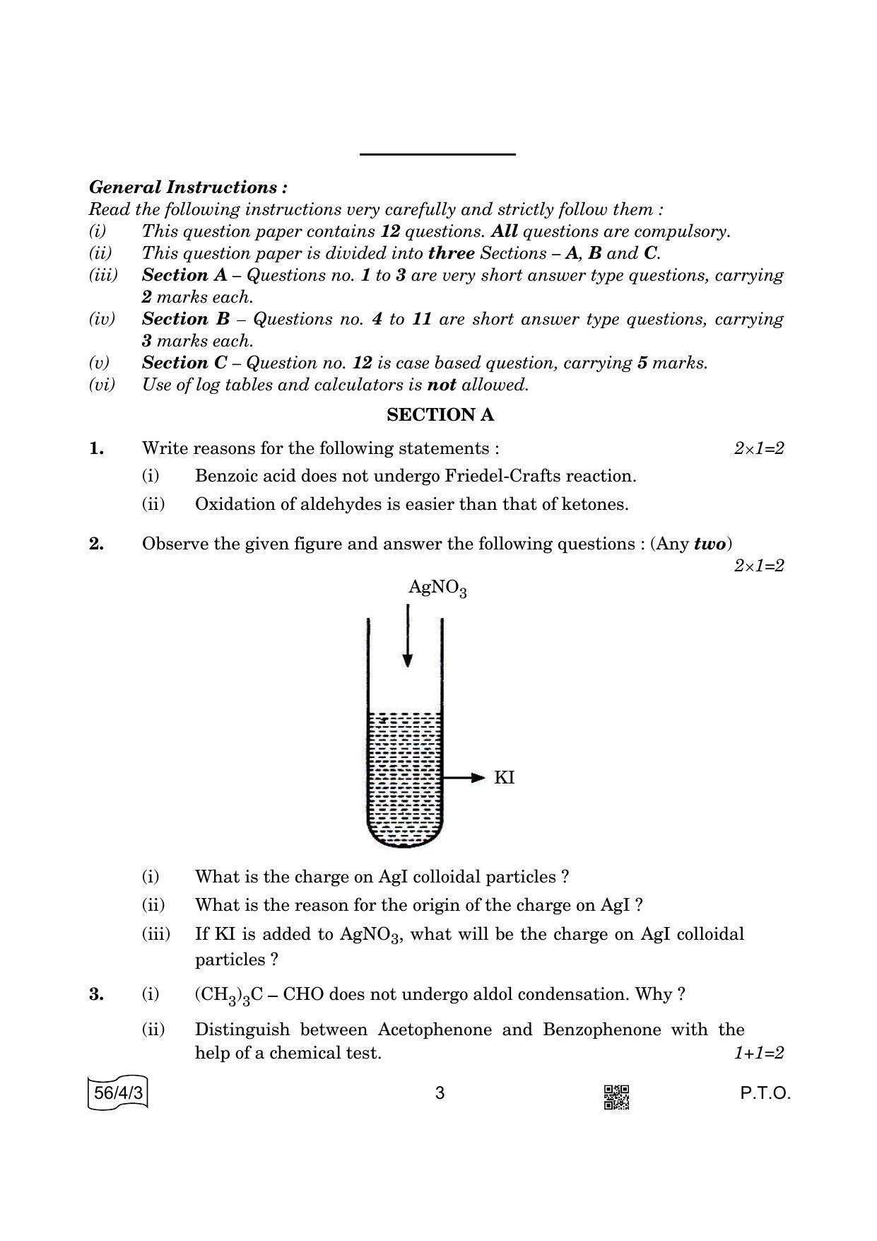 CBSE Class 12 56-4-3 Chemistry 2022 Question Paper - Page 3