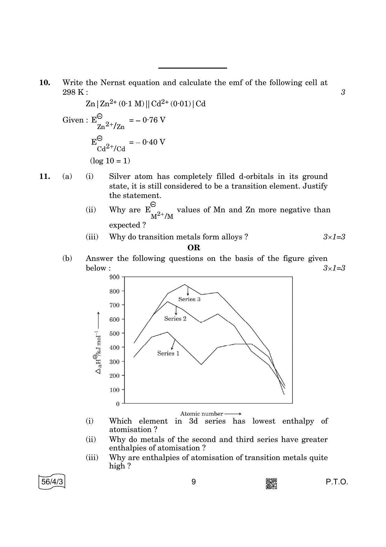 CBSE Class 12 56-4-3 Chemistry 2022 Question Paper - Page 9