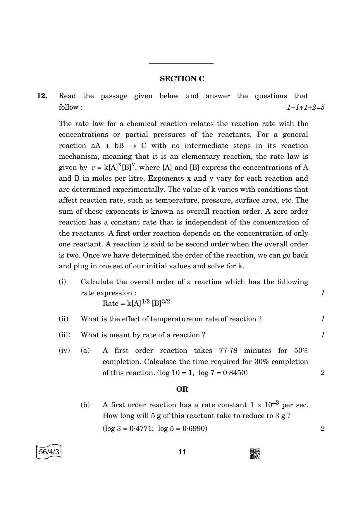CBSE Class 12 56-4-3 Chemistry 2022 Question Paper - Page 11