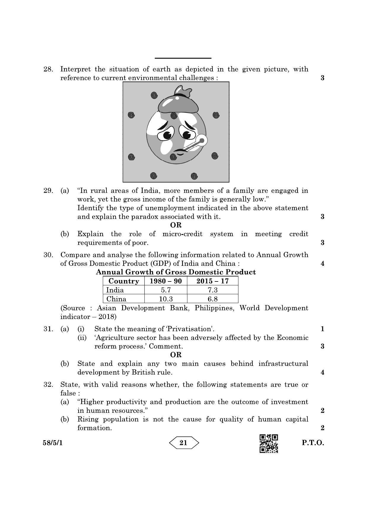 CBSE Class 12 58-5-1 Economics 2023 Question Paper - Page 21