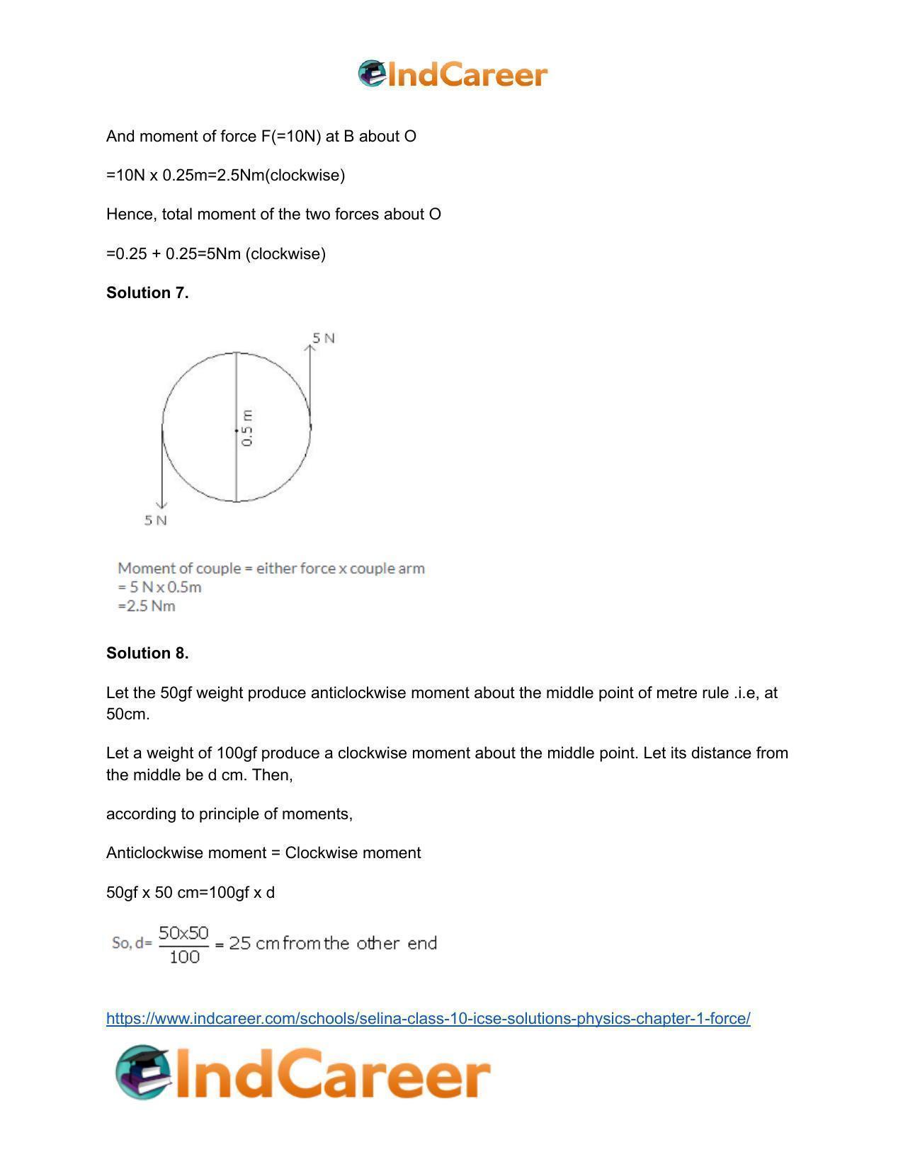 Selina Class 10 ICSE Solutions Physics : Chapter 1- Force - Page 11