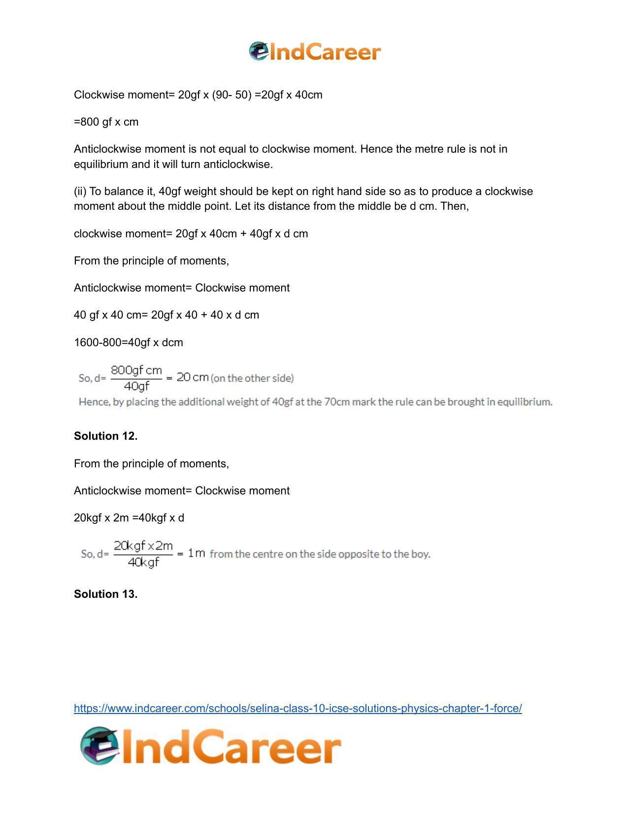 Selina Class 10 ICSE Solutions Physics : Chapter 1- Force - Page 13
