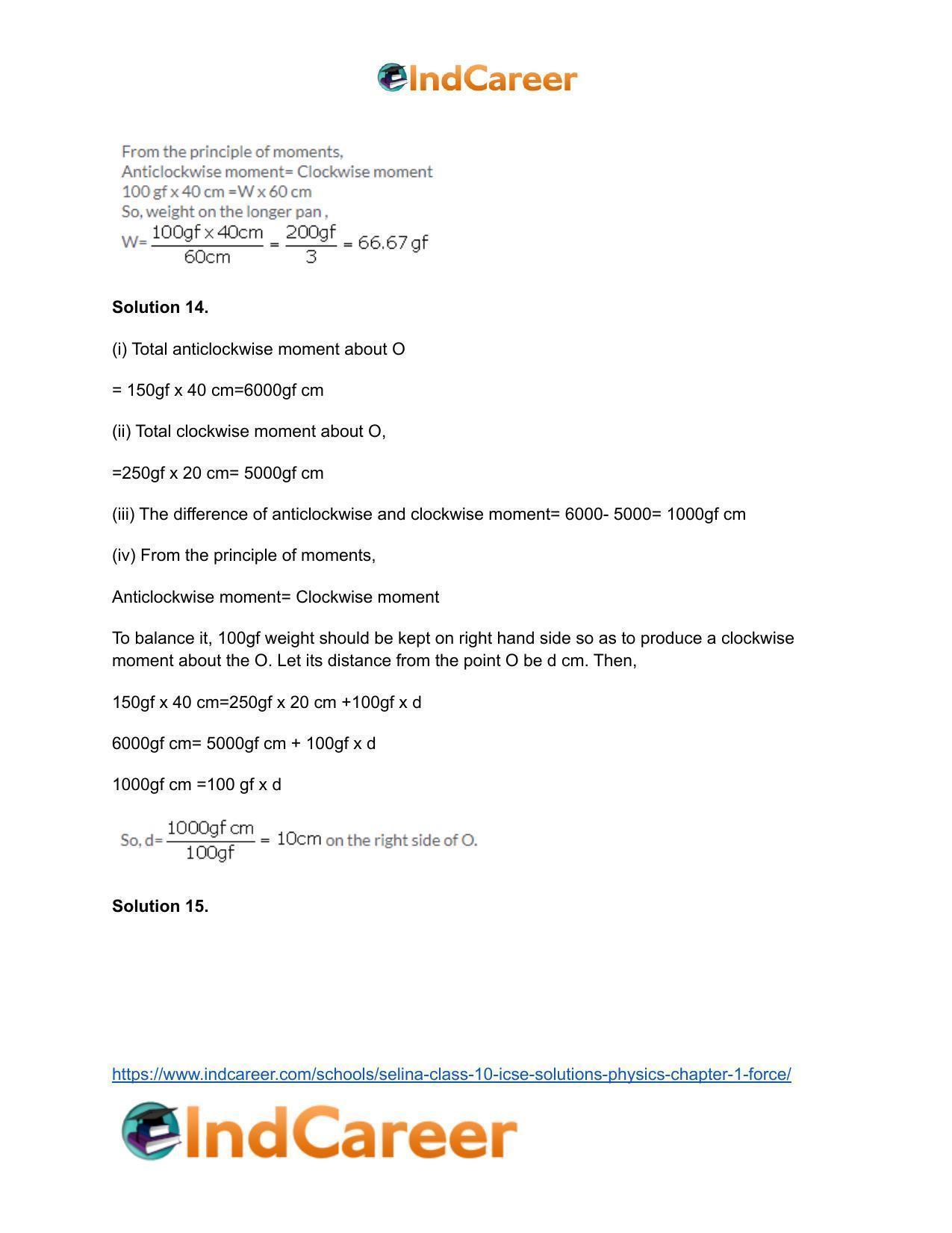 Selina Class 10 ICSE Solutions Physics : Chapter 1- Force - Page 14