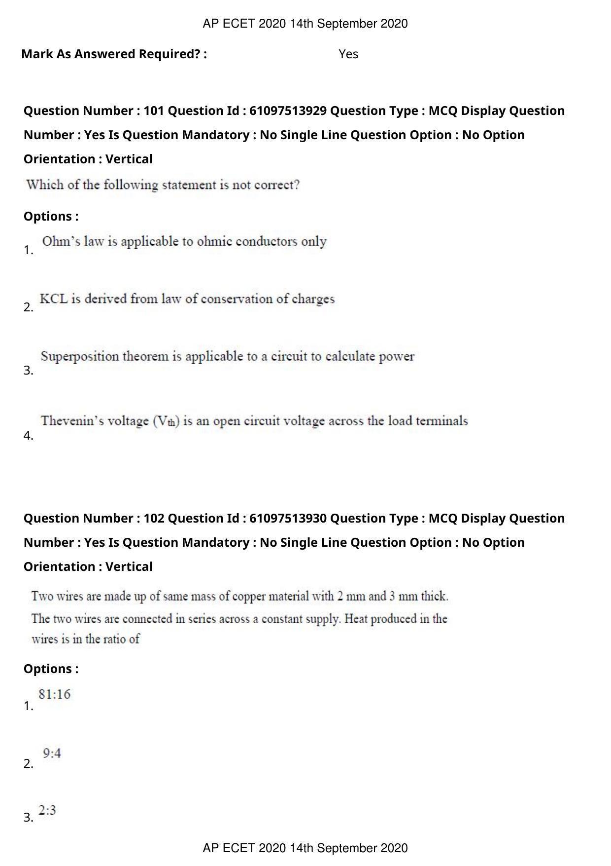 AP ECET 2020 - Electrical and Electronics Engineering (Preview) Question Paper With Preliminary Keys - Page 56