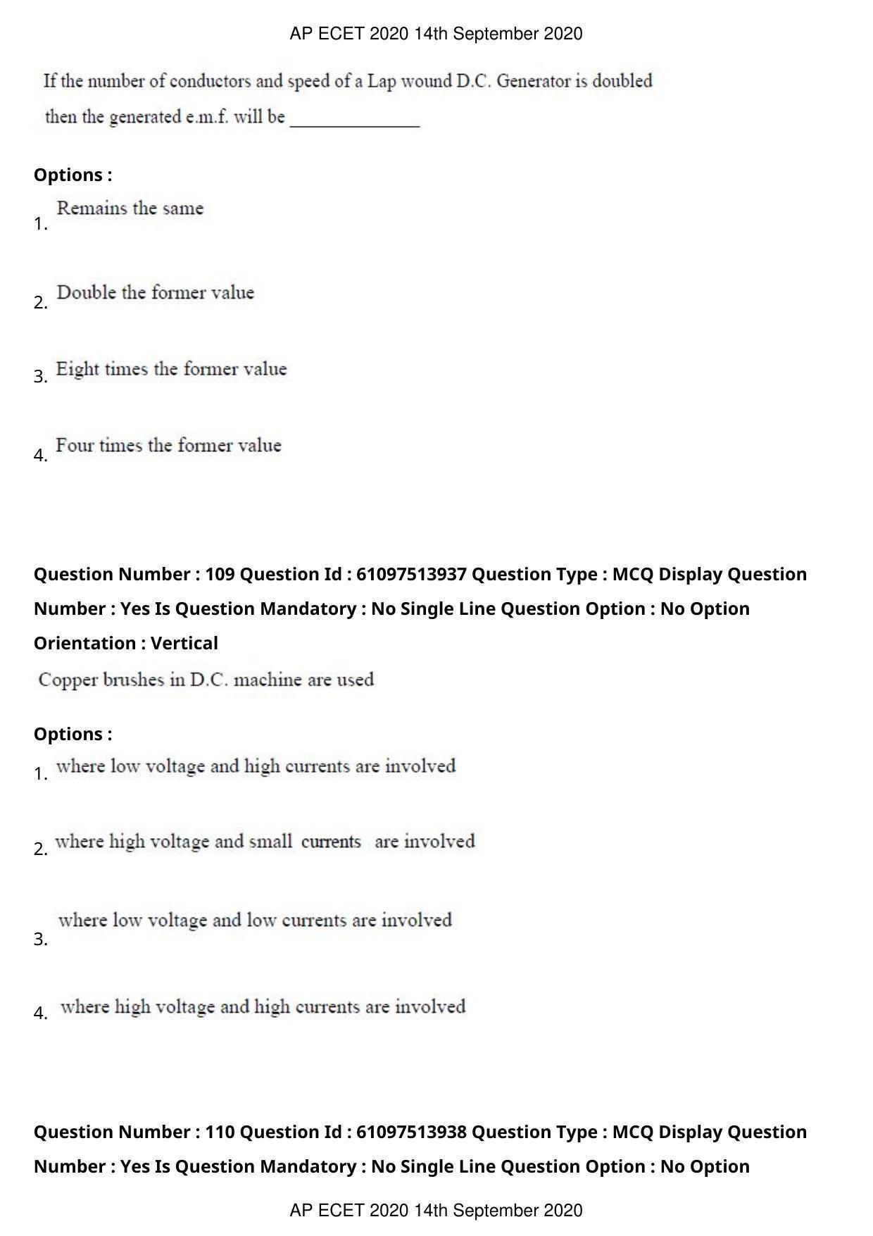AP ECET 2020 - Electrical and Electronics Engineering (Preview) Question Paper With Preliminary Keys - Page 60