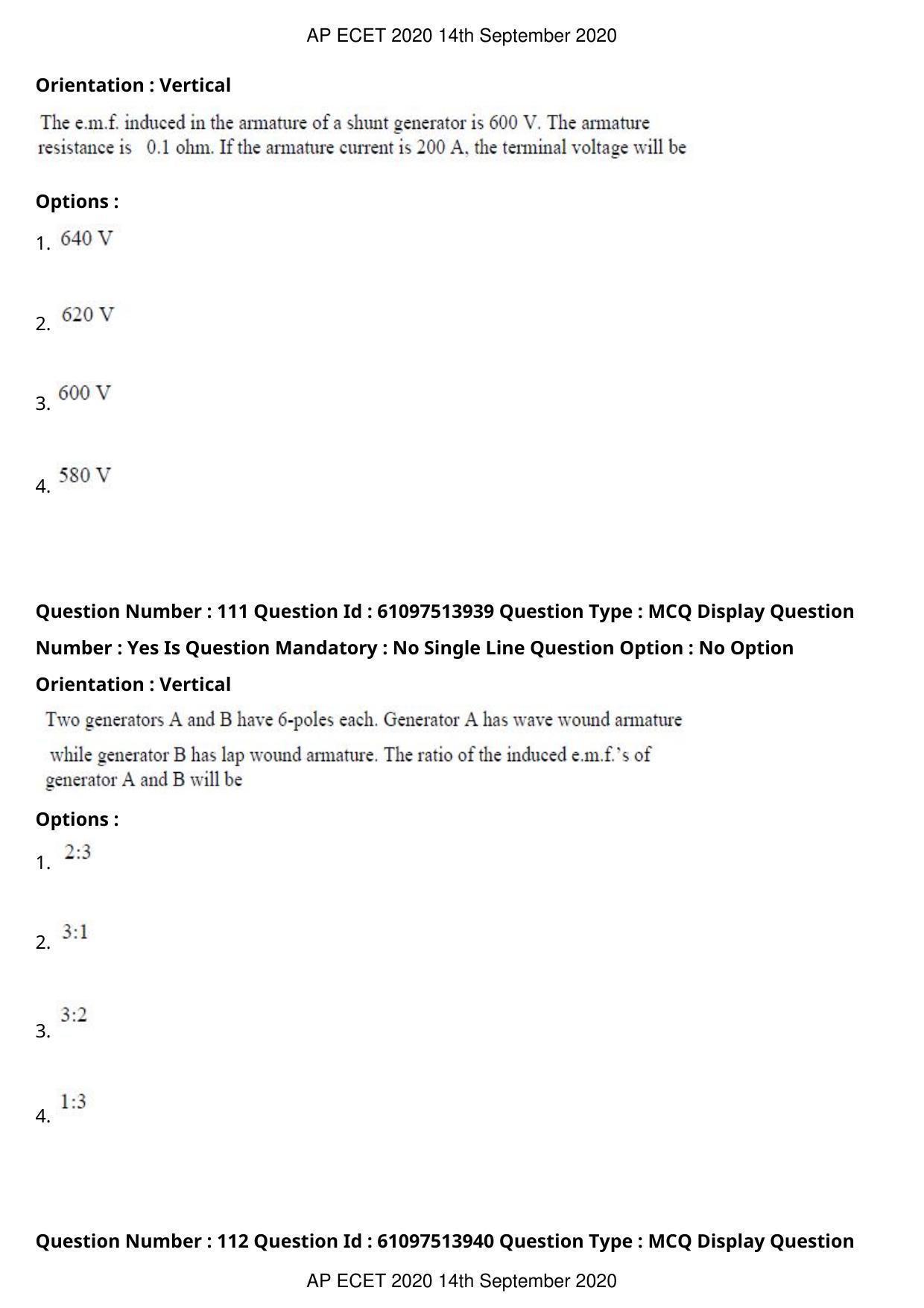 AP ECET 2020 - Electrical and Electronics Engineering (Preview) Question Paper With Preliminary Keys - Page 61