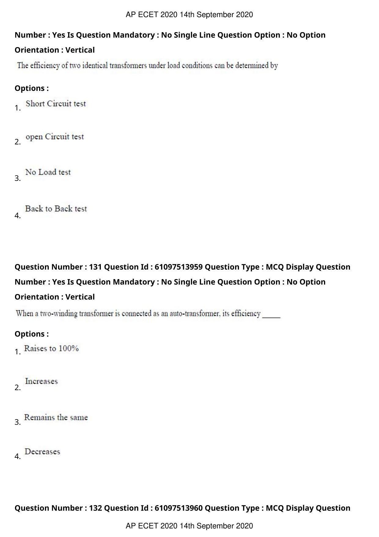 AP ECET 2020 - Electrical and Electronics Engineering (Preview) Question Paper With Preliminary Keys - Page 71