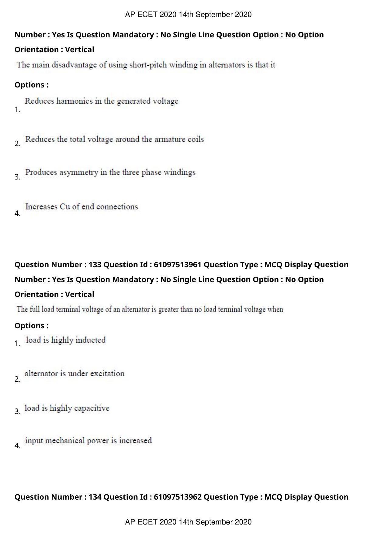 AP ECET 2020 - Electrical and Electronics Engineering (Preview) Question Paper With Preliminary Keys - Page 72