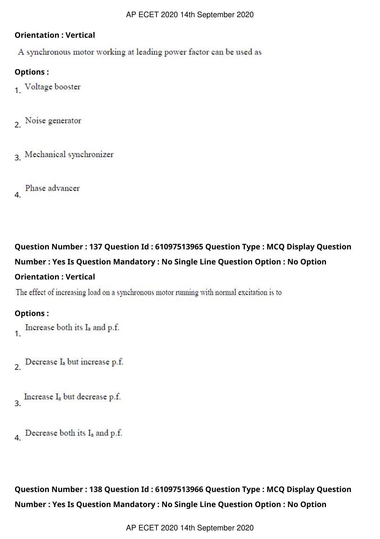 AP ECET 2020 - Electrical and Electronics Engineering (Preview) Question Paper With Preliminary Keys - Page 74