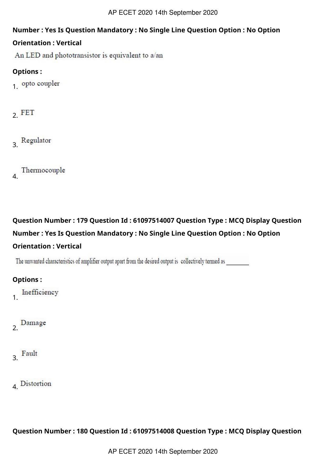AP ECET 2020 - Electrical and Electronics Engineering (Preview) Question Paper With Preliminary Keys - Page 95