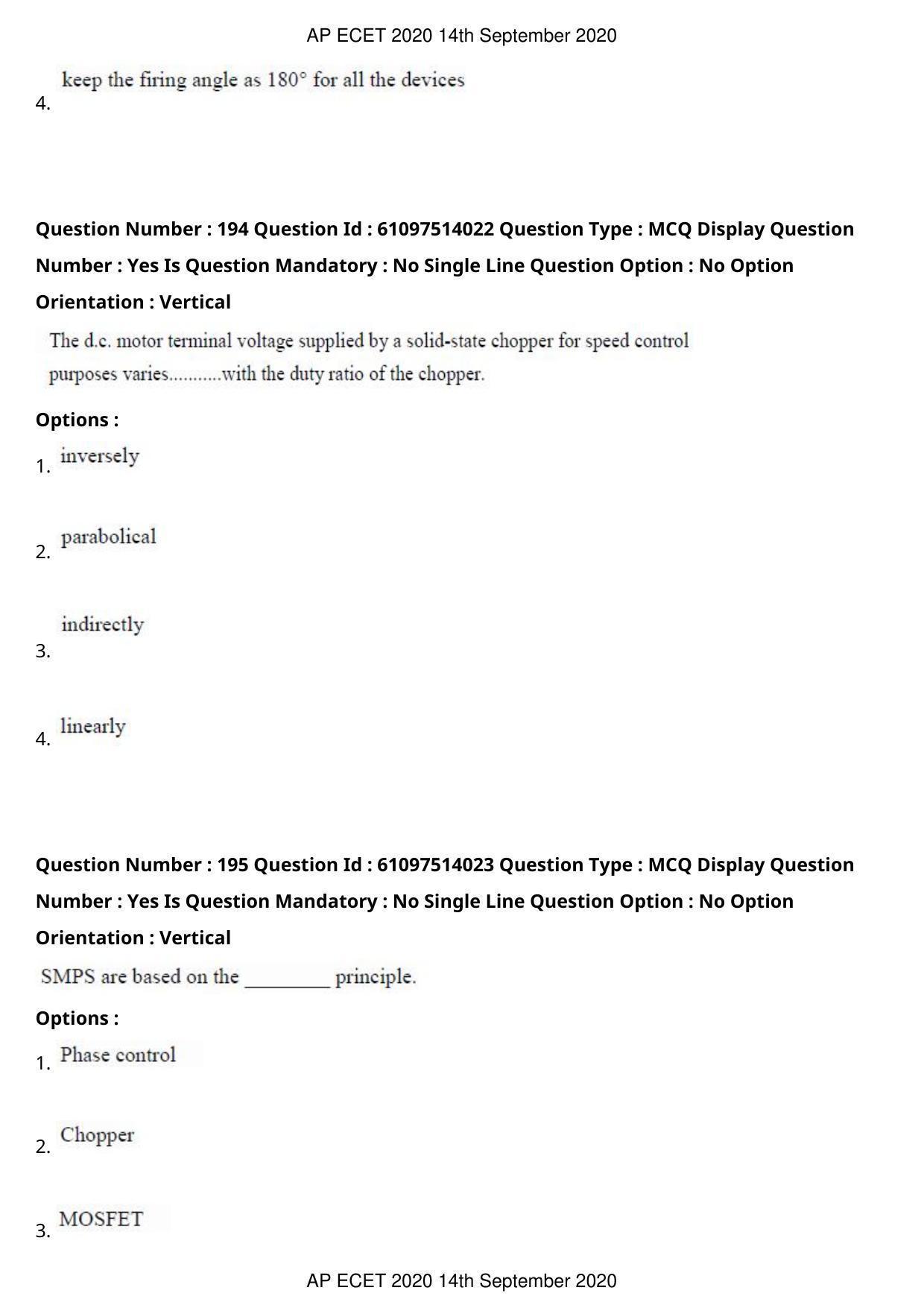 AP ECET 2020 - Electrical and Electronics Engineering (Preview) Question Paper With Preliminary Keys - Page 103
