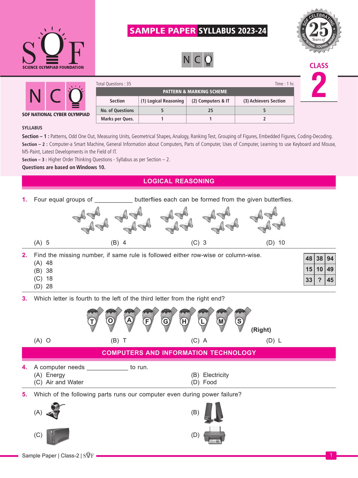 SOF NCO 2024 Class 2 Sample Paper - Page 1