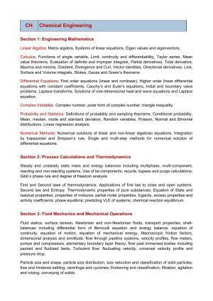 GATE Chemical Engineering Syllabus