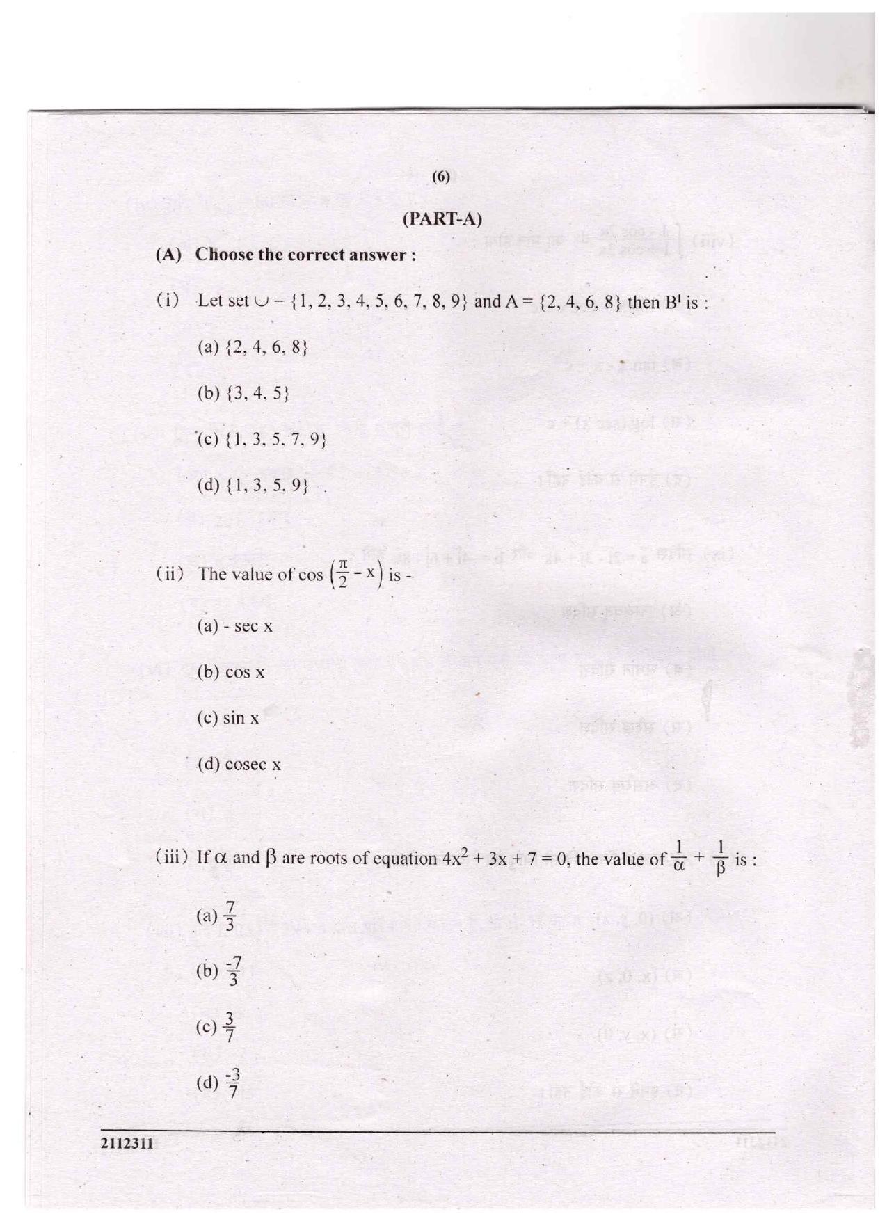 CGSOS Class 12 Mathematics Question Paper - Page 6
