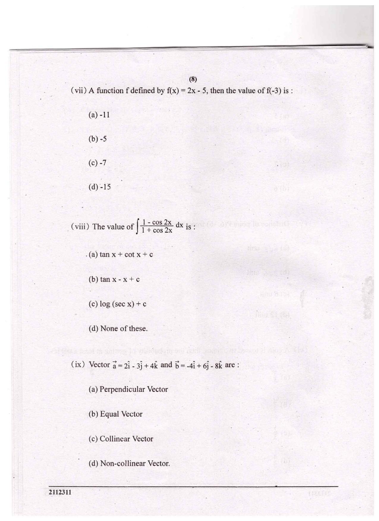 CGSOS Class 12 Mathematics Question Paper - Page 8