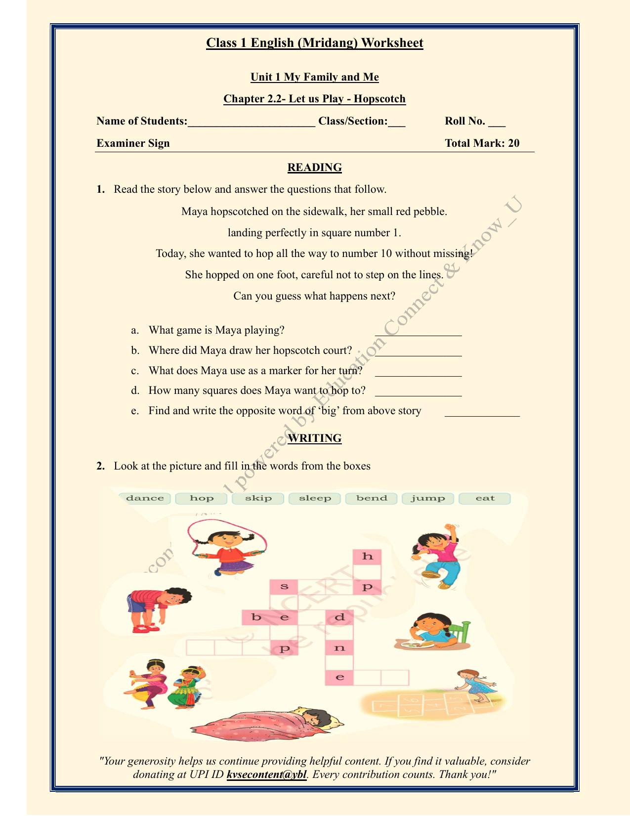 NCERT Class 1 English Mridang Worksheets - Chapter 2- Greetings - Page 6