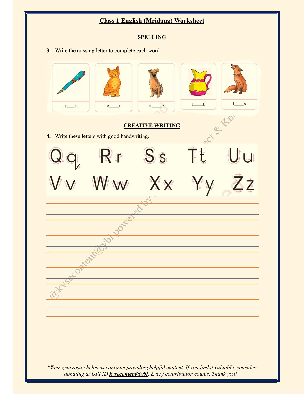 NCERT Class 1 English Mridang Worksheets - Chapter 2- Greetings - Page 7