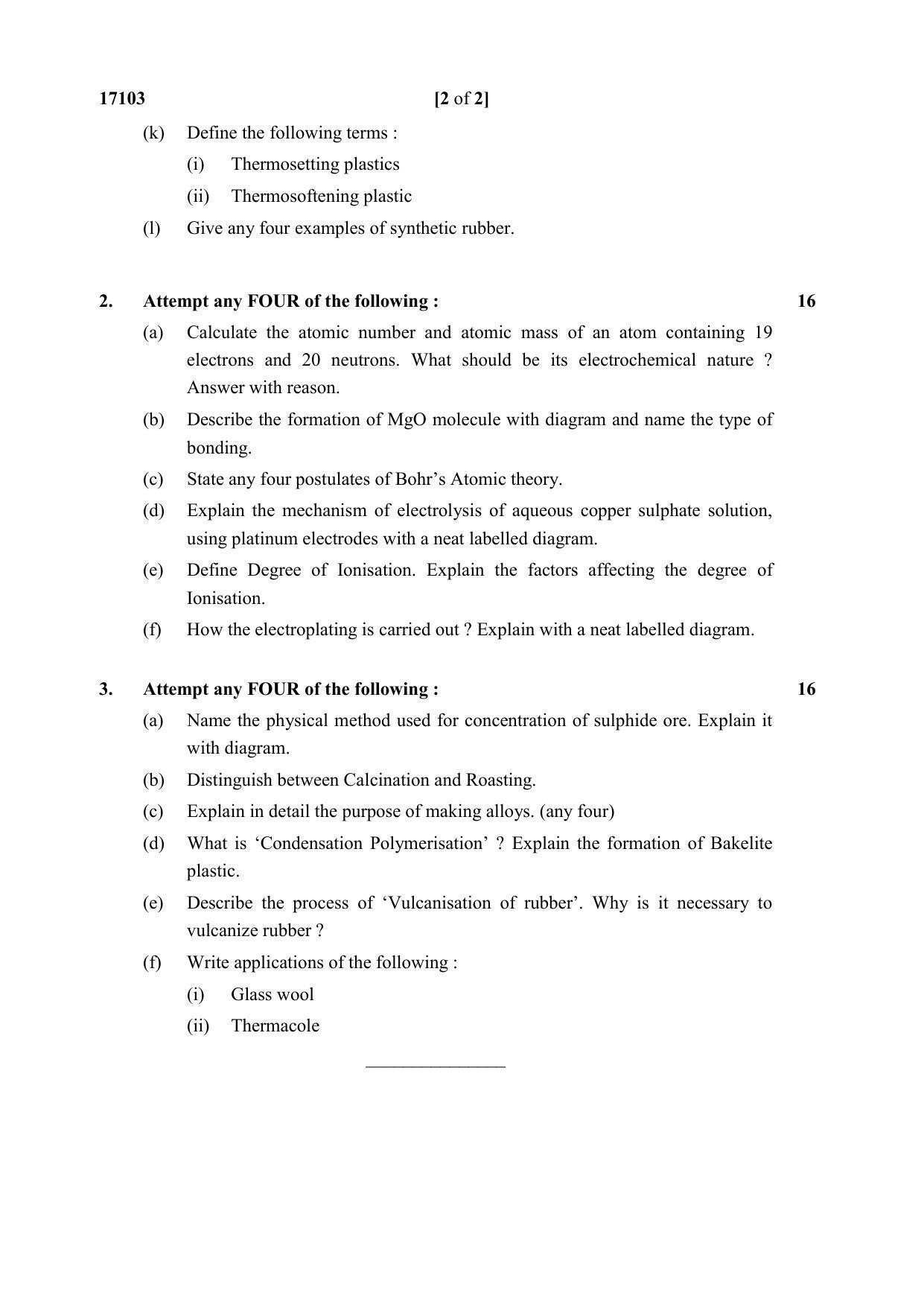 MSBTE Winter Question Paper 2019 - Basic Science - Chemistry - Page 2
