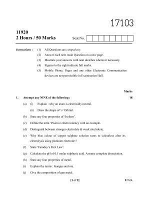 MSBTE Winter Question Paper 2019 - Basic Science - Chemistry
